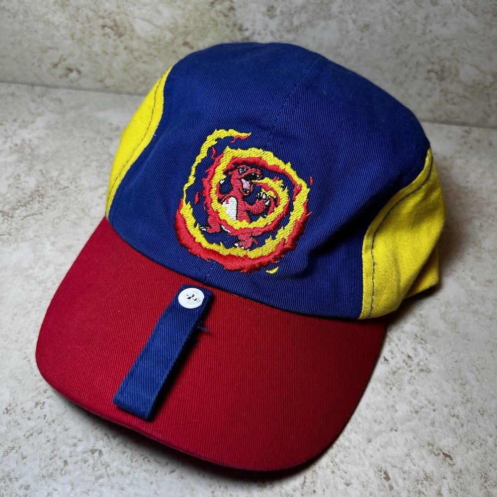 Vintage 90s Pokemon Charmeleon Hat Headstart Snapback Colorblock Rare Licensed